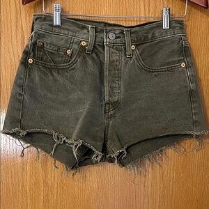 Levi's Olive Green Distressed Jean Shorts